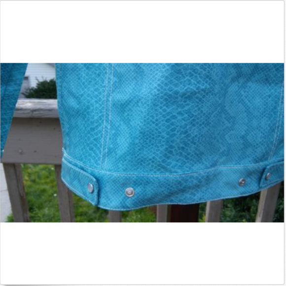 🆕Teal Faux Snake Skin Leather Jacket, Animal Print - Picture 6 of 6